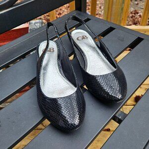 Gianni Bini Shiny Snakeskin pattern slingback flats Sz 8